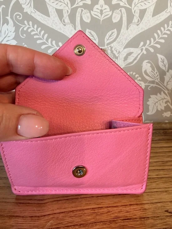 Balenciaga Micro Wallet Smooth Pink Leather Trifold w Coin Pocket Card Slots EUC - Picture 7 of 17